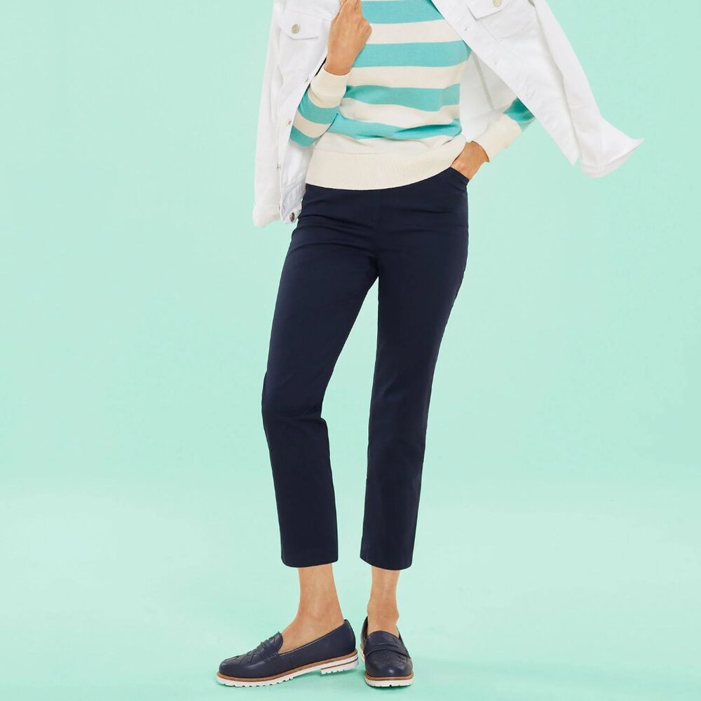 Talbots The Perfect Crop Pant Navy Blue 4P